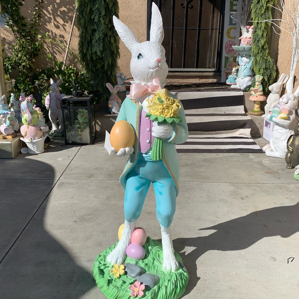 Easter Giant Gentleman Bunny with flowers